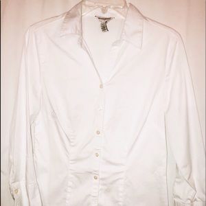 (Banana Republic) white tailored ls shirt med